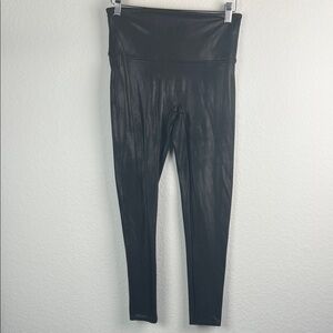 SPANX Women’s Faux Leather Black Leggings Size Large